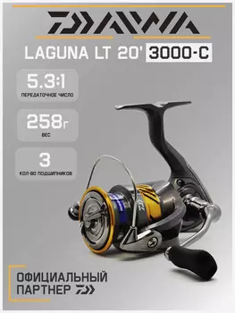 Катушка для спиннинга безынерционная Daiwa 20 Laguna LT 3000-C, Серый