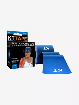Кинезио тейп для тела KT Tape PRO, 20 полосок в рулоне, 25 х 5 см, бежевый, Синий