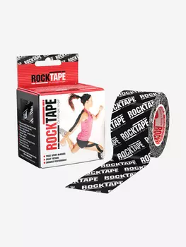 Кинезио-тейп Rocktape 5 см х 5 м, чёрный логотип, Черный, размер Без размера