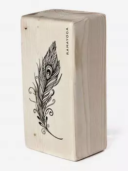 Кирпич для йоги RamaYoga Перо, бежевый / йога блок из дерева /, Бежевый