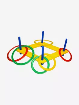 Игра напольная с кольцами, Нескучные игры, Кольцеброс складной, Желтый
