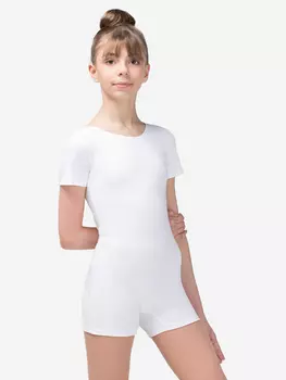 Комбинезон гимнастический ВСПЛЕСК рукав-футболка, Белый
