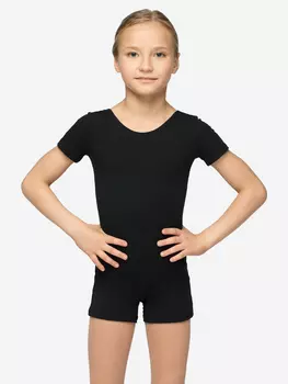 Комбинезон гимнастический ВСПЛЕСК рукав-футболка, Черный