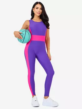 Комбинезон Skin of Angel с контрастными вставками, Фиолетовый