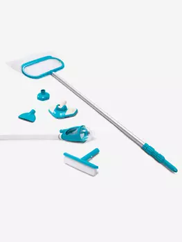 Комплект для очистки бассейна Intex 28003 ручка 279см, сачок, пылесос, щетка, шланг, Голубой