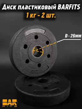 Комплект композитных дисков для гантелей d26 1кг х2, Черный