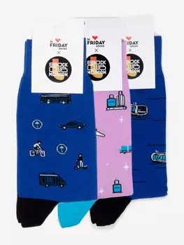 Комплект носков St.Friday Socks x Sock Club Moscow, Транспорт, Три пары носков, Синий