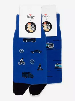 Комплект носков St.Friday Socks x Sock Club Moscow, Транспорт, Две пары носков, Синий