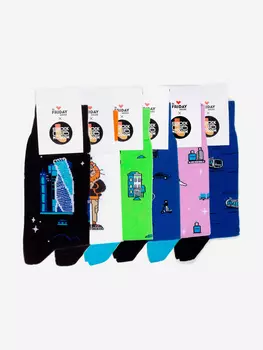 Комплект носков St.Friday Socks x Sock Club Moscow, Город, Транспорт, Шесть пар носков, Черный