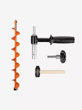 Комплект под мотобур шнек 130R MOTOSHTORM +адаптер АШ-02+молоточек Тонар, Оранжевый