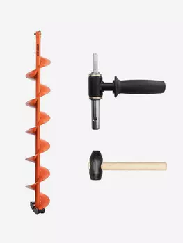 Комплект под мотобур шнек 150R MOTOSHTORM +адаптер АШ-02+молоточек Тонар, Оранжевый