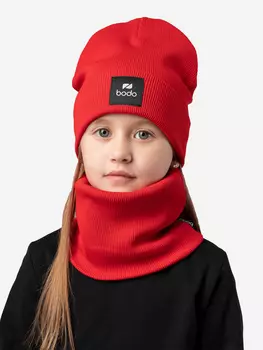 Комплект (шапка, снуд) для девочек bodo, Красный