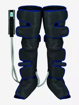 Компрессионный лимфодренажный массажер для ног, прогрев коленей, длинные манжеты, черный, Черный