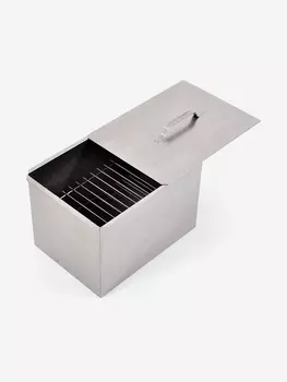 Коптильня двухъярусная 38х28х27 см, Сталь 0,8 мм Кедр, Серый