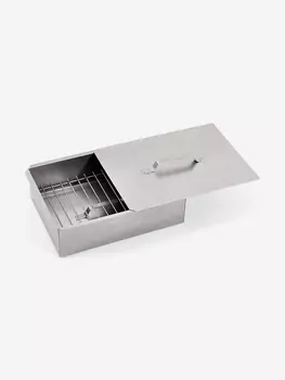 Коптильня одноярусная 380х280х140 мм с поддоном для сбора жира, нержавеющая сталь 0,5 мм Кедр, Серый