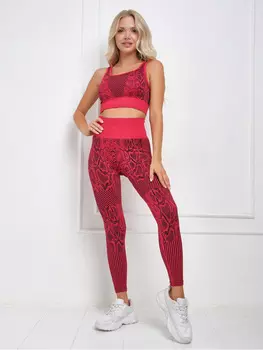 Костюм для фитнеса, йоги, пилатеса, зала женский с лосинами и топом спортивный Rizziano, Красный