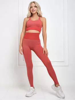 Костюм для фитнеса, йоги, пилатеса, зала женский с лосинами и топом спортивный Rizziano, Красный