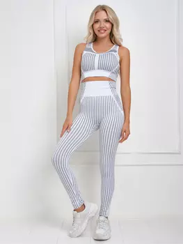 Костюм для фитнеса, йоги, пилатеса, зала женский с лосинами и топом спортивный Rizziano, Белый