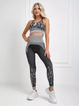 Костюм для фитнеса, йоги, пилатеса, зала женский с лосинами и топом спортивный Rizziano, Черный