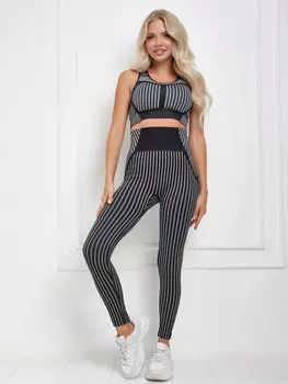 Костюм для фитнеса, йоги, пилатеса, зала женский с лосинами и топом спортивный Rizziano, Черный