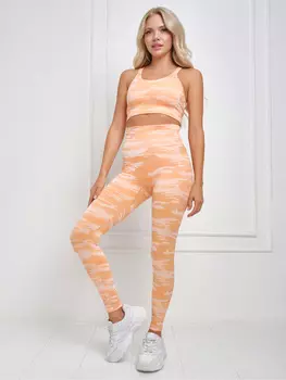 Костюм для фитнеса, йоги, пилатеса, зала женский с лосинами и топом спортивный Rizziano, Оранжевый
