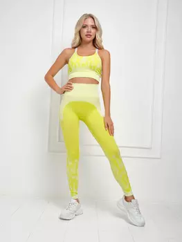 Костюм для фитнеса, йоги, пилатеса, зала женский с лосинами и топом спортивный Rizziano, Зеленый