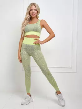 Костюм для фитнеса, йоги, пилатеса, зала женский с лосинами и топом спортивный Rizziano, Желтый