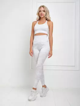 Костюм для фитнеса, йоги, пилатеса, зала женский с лосинами и топом спортивный Rizziano, Белый