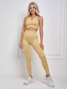 Костюм для фитнеса, йоги, пилатеса, зала женский с лосинами и топом спортивный Rizziano, Коричневый