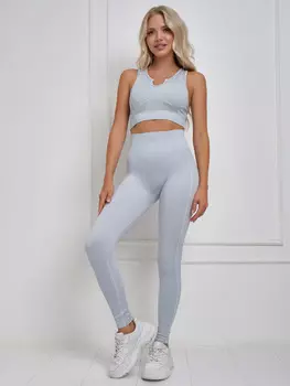 Костюм для фитнеса, йоги, пилатеса, зала женский с лосинами и топом спортивный Rizziano, Голубой