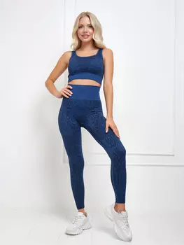 Костюм для фитнеса, йоги, пилатеса, зала женский с лосинами и топом спортивный Rizziano, Синий