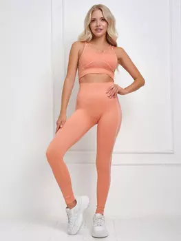 Костюм для фитнеса, йоги, пилатеса, зала женский с лосинами и топом спортивный Rizziano, Оранжевый