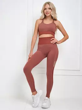 Костюм для фитнеса, йоги, пилатеса, зала женский с лосинами и топом спортивный Rizziano, Коричневый