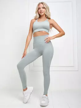 Костюм для фитнеса, йоги, пилатеса, зала женский с лосинами и топом спортивный Rizziano, Зеленый