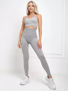 Костюм для фитнеса, йоги, пилатеса, зала женский с лосинами и топом спортивный Rizziano, Серый