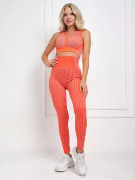 Костюм для фитнеса, йоги, пилатеса, зала женский с лосинами и топом спортивный Rizziano, Оранжевый