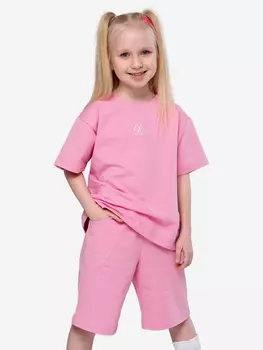 Костюм-двойка из футера для девочки Looklie, Розовый