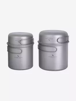 Котелки Boundless Voyage титановые, набор, 1100 и 1500 мл, Серебряный