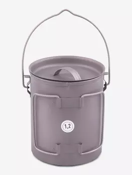 Котелок-чайник-кружка круглая титан 1,2л Роза ветров, Серебряный