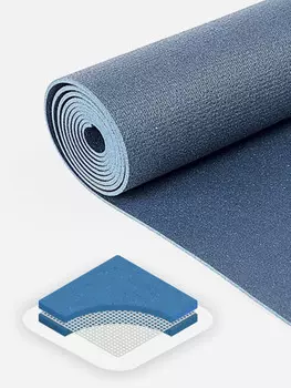 Коврик для йоги фитнеса Rishikesh Ришикеш PRO, синий 183 х 80 х 0,45 см, прочный и нескользящий из Германии, BODHI Бодхи, Синий