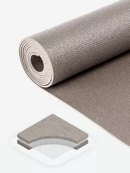 Коврик для йоги фитнеса Rishikesh Ришикеш PRO, серый 183 х 80 х 0,45 см, прочный и нескользящий из Германии, BODHI Бодхи, Серый