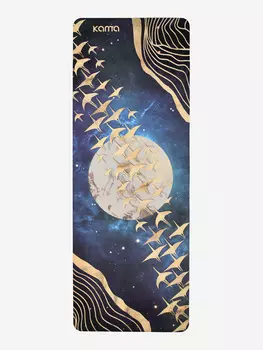 Коврик для йоги и фитнеса Kama, каучук, микрофибра, Синий