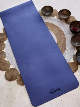 Коврик для йоги NiiDRA Basic сине-персикового цвета, толщина 6 мм, Синий
