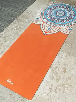 Коврик для йоги NiiDRA Мандала огня облегченный, Оранжевый