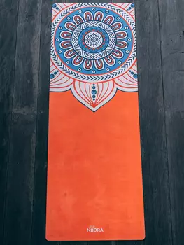 Коврик для йоги NiiDRA, модель — Мандала огня, толщина 3 мм, Оранжевый