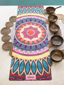 Коврик для йоги NiiDRA Мандала счастья облегченный, Фиолетовый