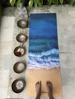 Коврик для йоги NiiDRA Океан облегченный, Голубой