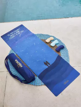 Коврик для йоги NiiDRA Звезды классический, Синий