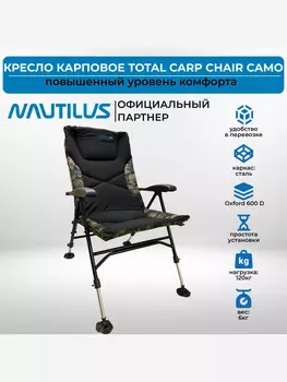 Кресло Nautilus Total Carp Chair Camo 48x39x66см нагрузка до 120кг, Черный