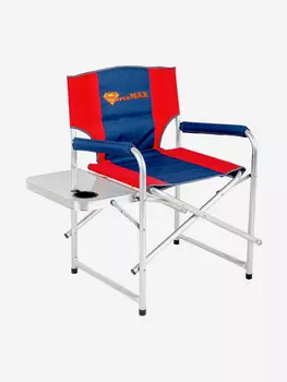 Кресло складное SUPERMAX алюминий 22 мм, со столиком с подстаканником, Кедр, Синий